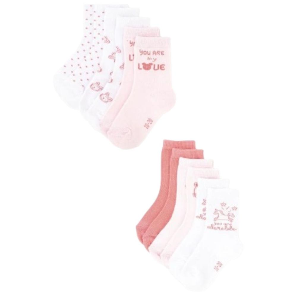 Chaussettes Bébé Rose/Blanc 6 pièces