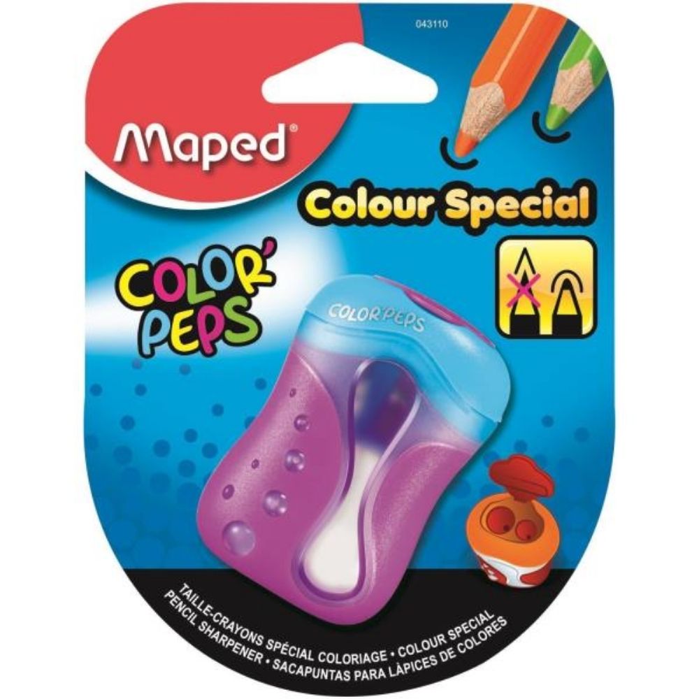 [499596] Taille-Crayons 2 Trous avec Réservoir pour Tailler les Crayons de Couleur Maped