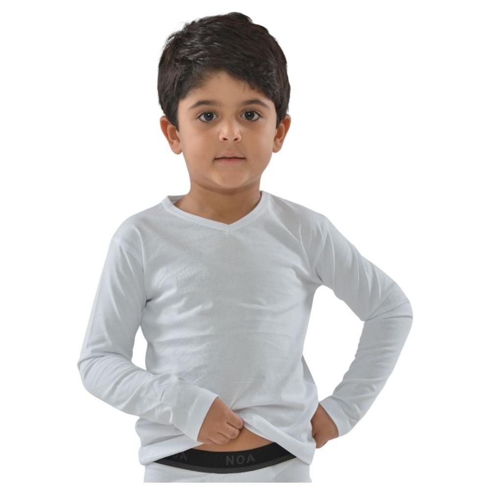 [674124] Pull Garçon à Manches Longues Col V Blanc - 6 Ans
