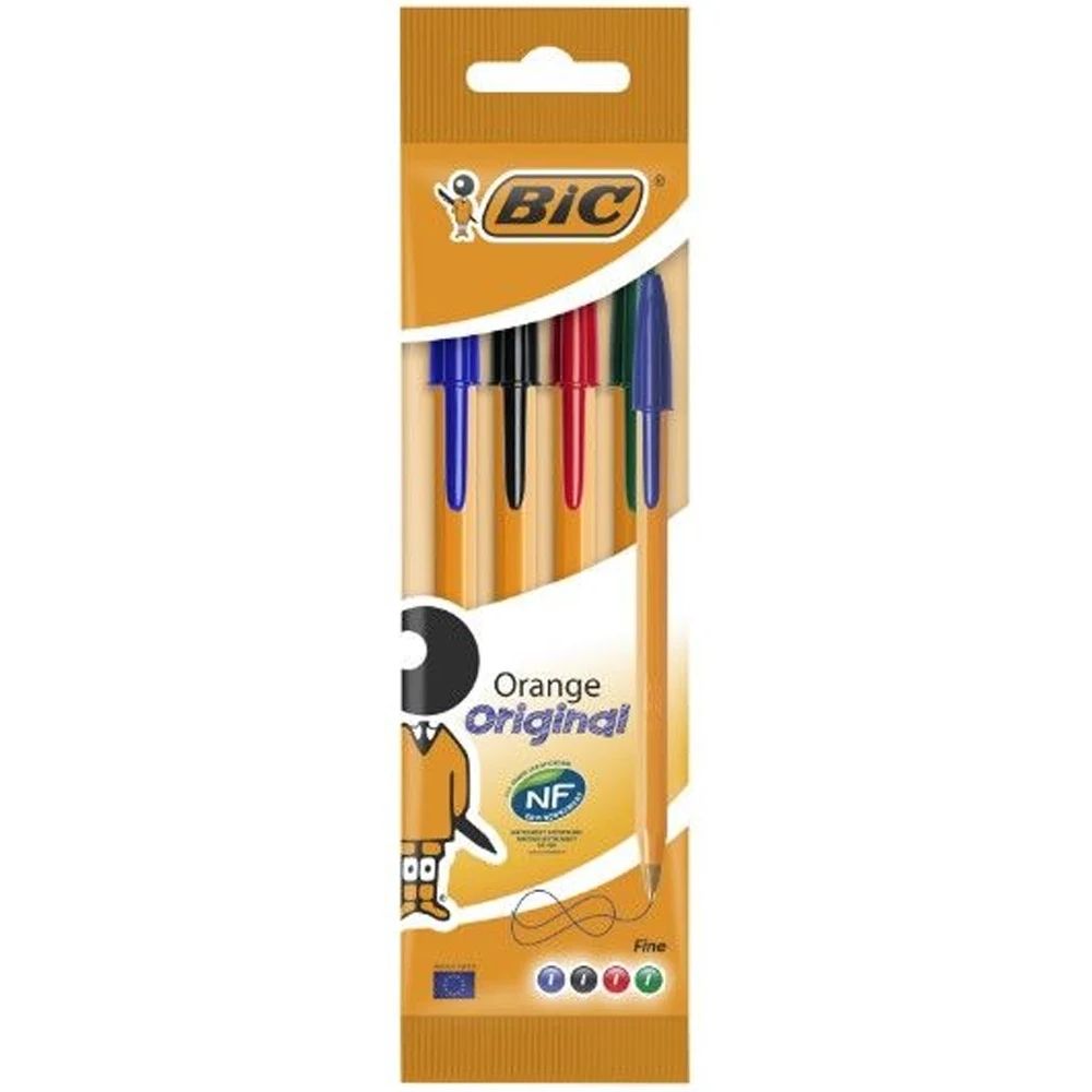 Stylo à Bille Orange Fin Bic Couleurs Assorties Bic 4 unités