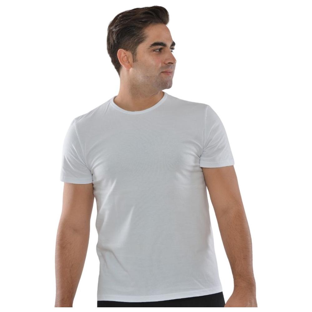 T-shirt Homme à Manches Courtes Col Rond Blanc - Taille XL