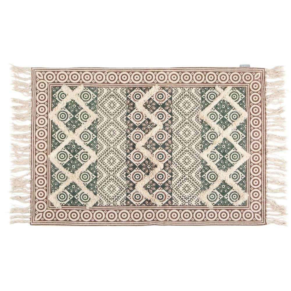 Tapis Losange Vert et Blanc Kasa 120x180cm
