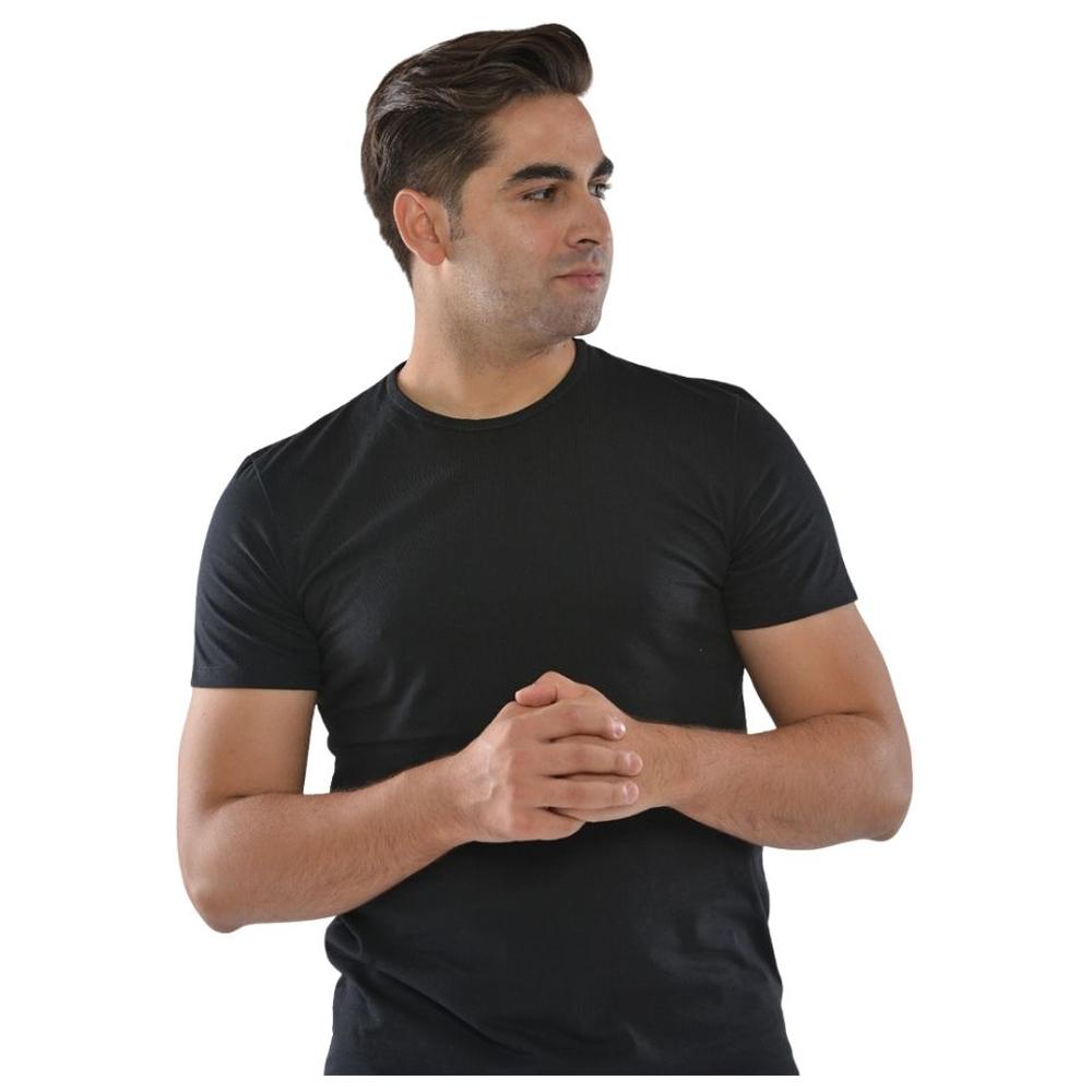 T-shirt Homme à Manches Courtes Col Rond Noir - Taille XL