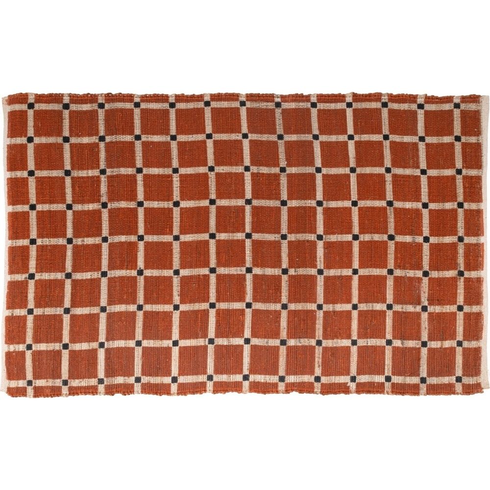[731319] Tapis Jute Carrés Rouges Kasa 120x180cm