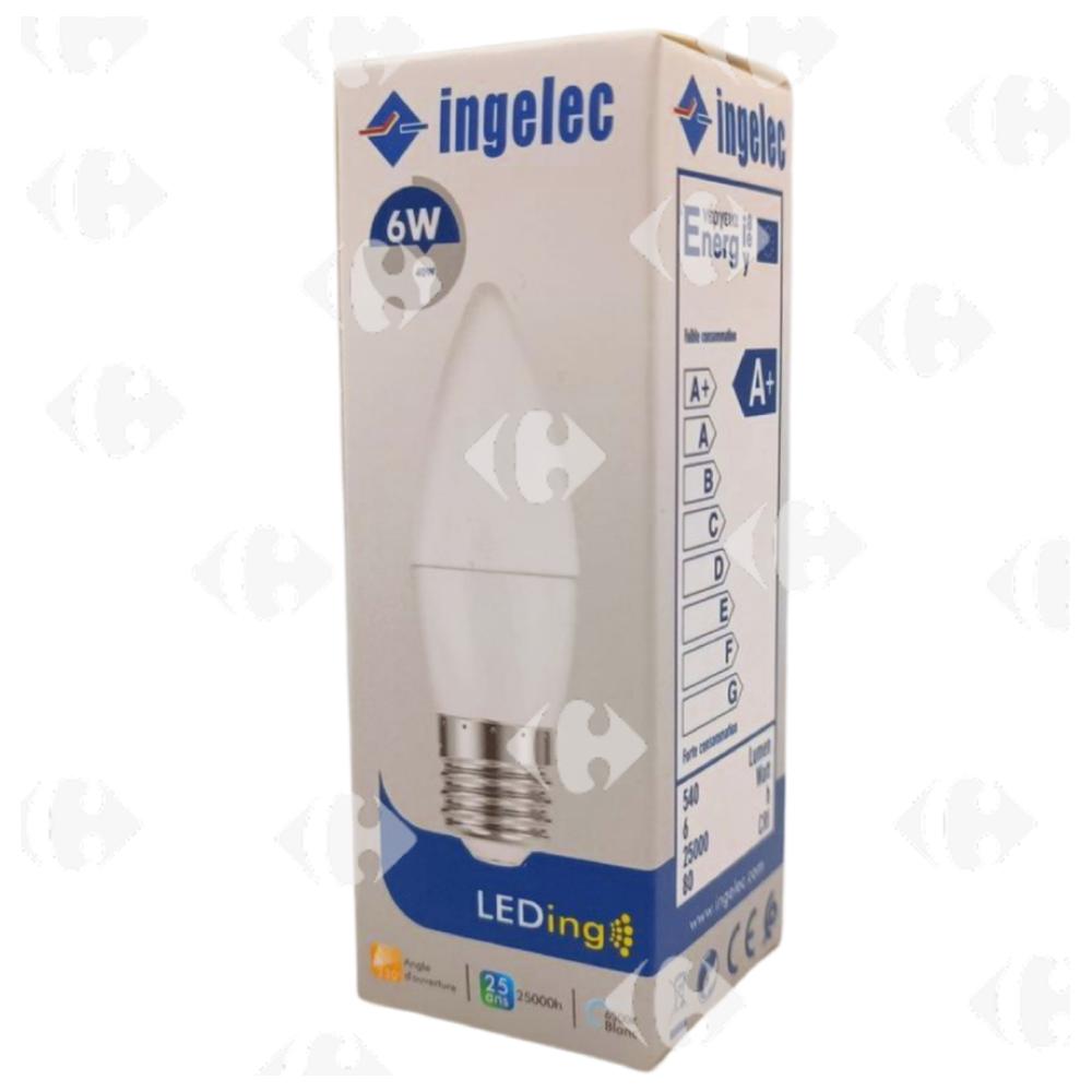 [564248] Lampe LED Flamme E27 Blanche LEDF06E27B 6W