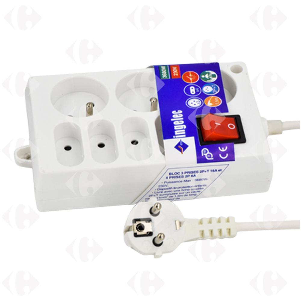 [408599] Bloc Multiprises Blanc 7 Postes 1.5m 1727