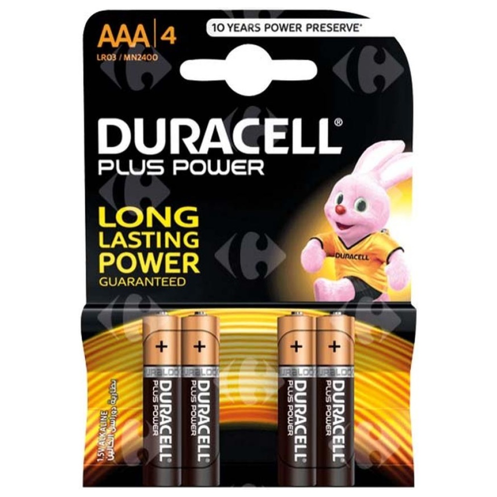 Piles AAA Plus Power Duracell 4 unités.