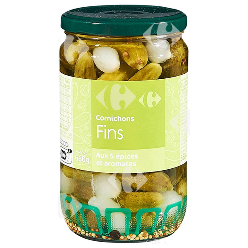 Bocal en Verre Cornichons Fins Carrefour 360g