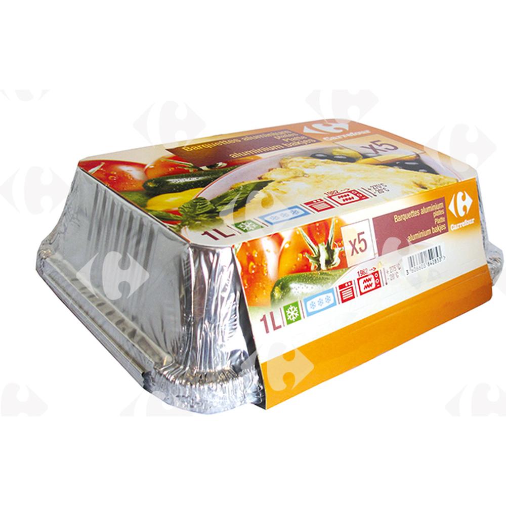 Barquette Aluminium Plate Carrefour 5 unités de 1,5L