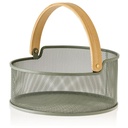 Panier Rond en Métal avec Manche Bambou Olive Kasa 25cm
