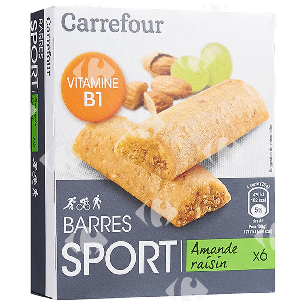 [644091] Barres Protéinées Sport Amande Raisin Carrefour6x25g