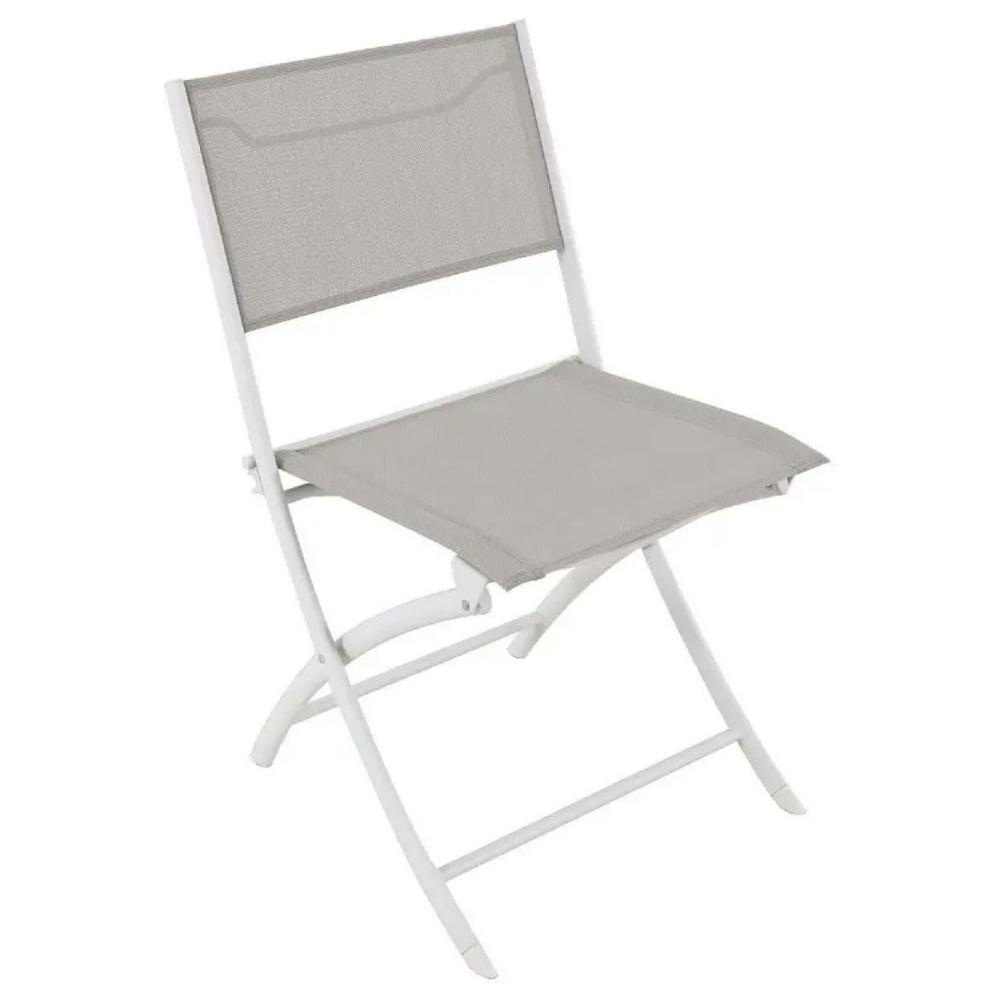 [660121] Chaise Taupe en Acier avec Traitement Anti Corrosion L56xP70xH87cm