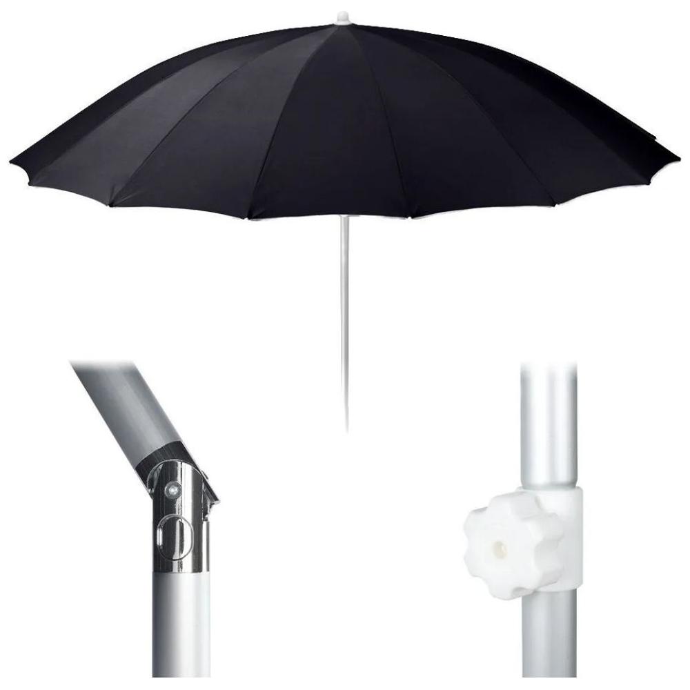[645185] Parasol Noir en Polyster et Aluminium 240x240x225cm