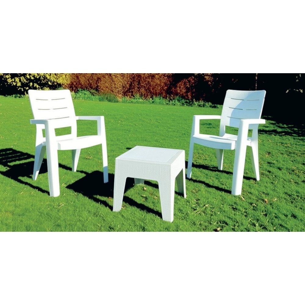 [727687] Lots Marina Blanc 2 Chaises avec Table