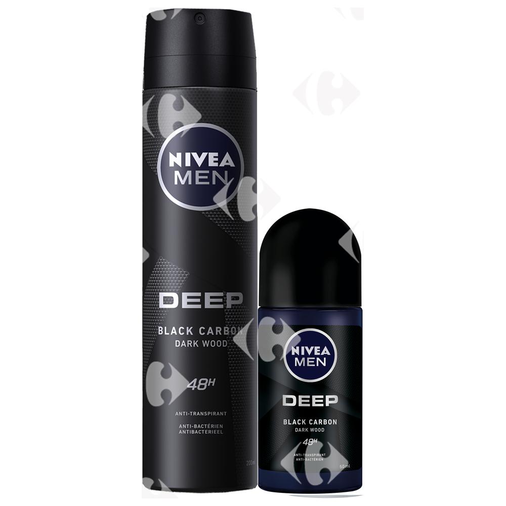 [635749] Pack Déodorant Nivea Deep Men 150ml + Roll-On Nivea Deep Men 50ml