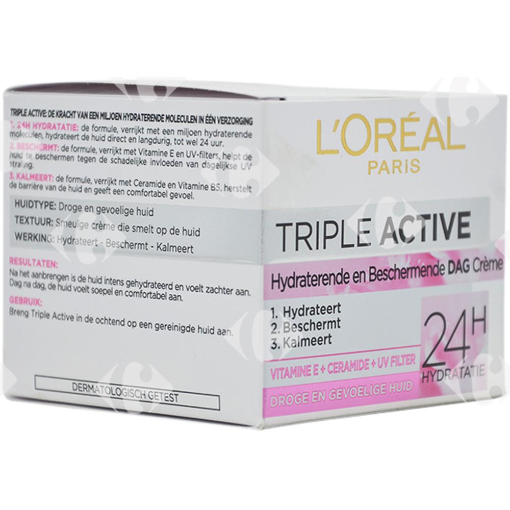 [209288] Crème Triple Peaux Sèches Sensibles Active Multi-Protective Day 24H L'Oréal Paris 50ml