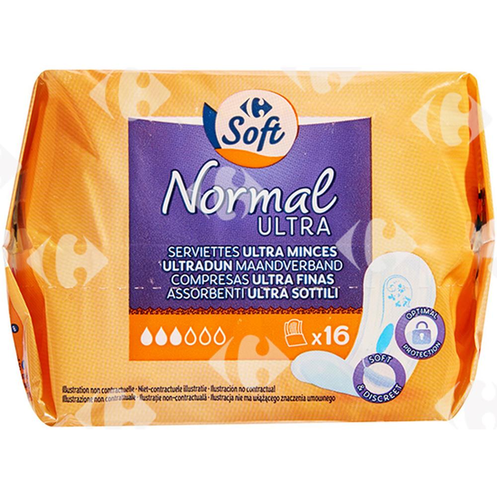 [185211] Serviettes Ultra Minces Discreet Normal Carrefour 16 unités