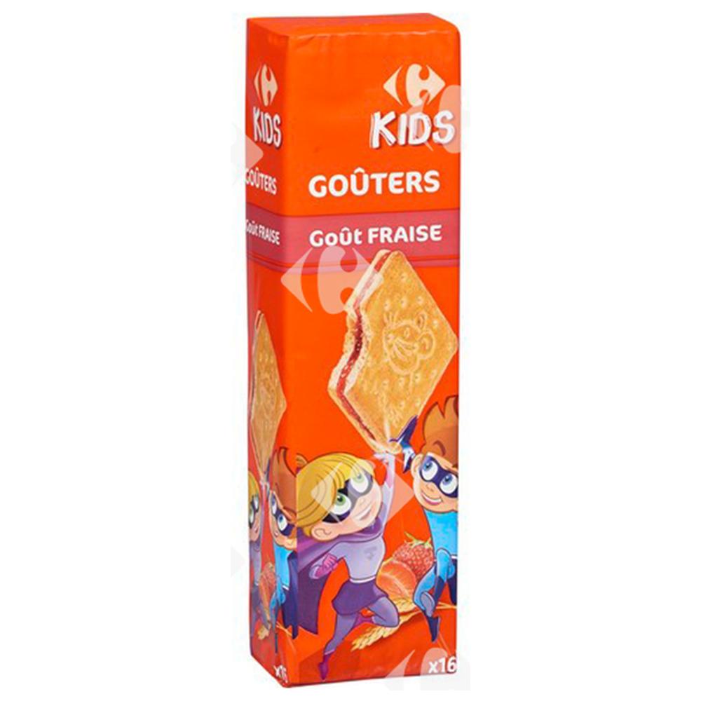 [188834] Biscuits Goûters Fourrés Carrés Fraise Carrefour Kids295g