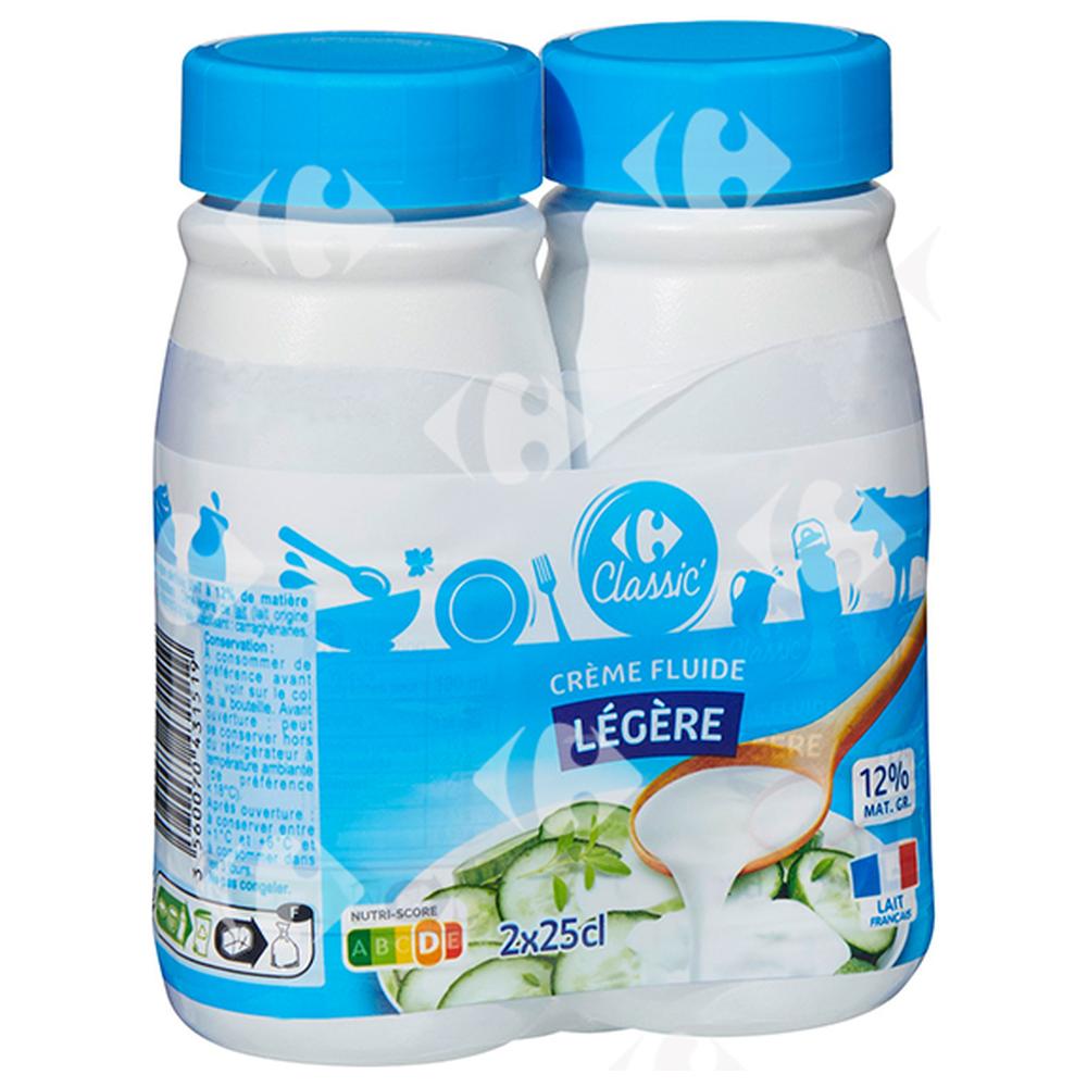 [526312] Crème UHT Fluide Légère 12%Mg Carrefour 2x25cl
