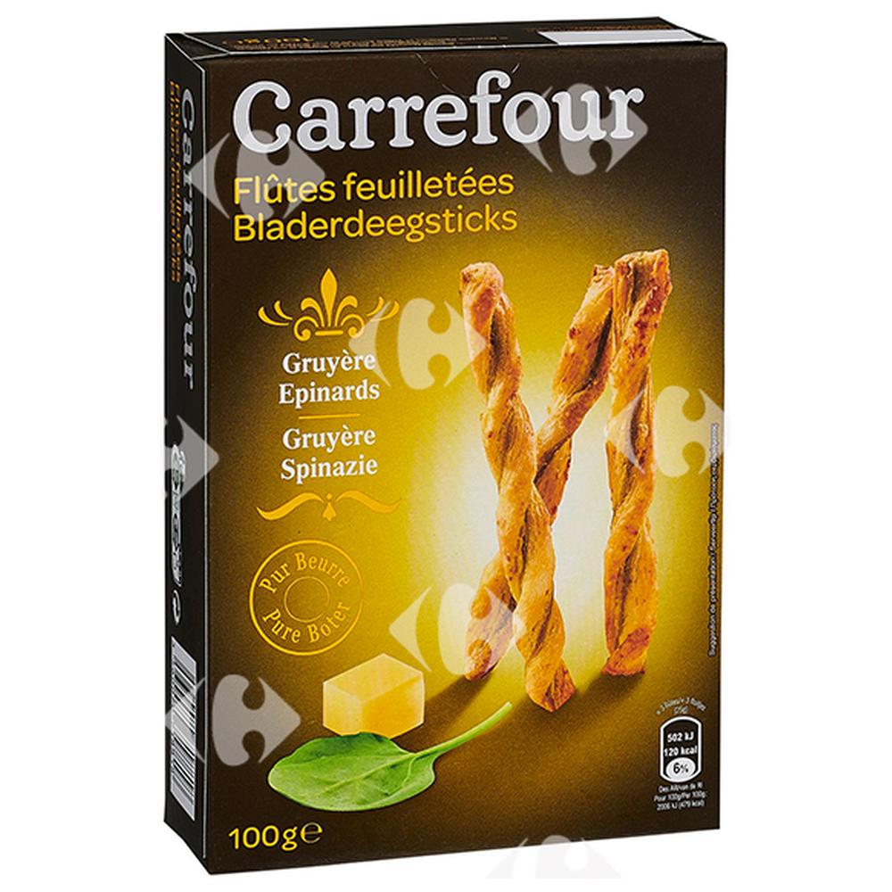 [571162] Biscuits Apéritifs Flûtes au Gruyère et Épinards Carrefour 100g