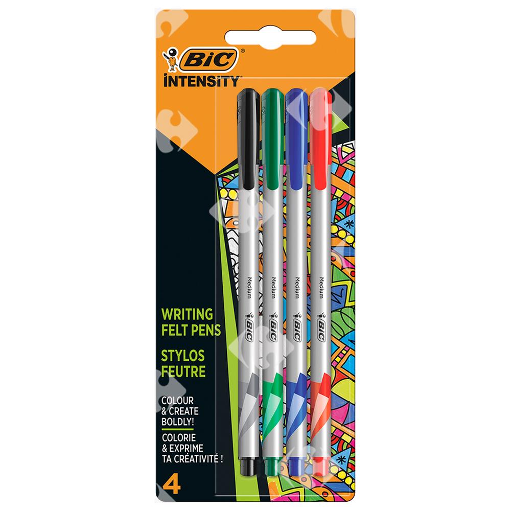 [703292] Stylo à Bille Intensity Medium 4 Couleurs Assorties Blister BIC 4 unités