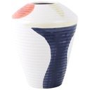 Vase Pichet en Céramique Blanc Orange Bleu Kasa 12x14 cm