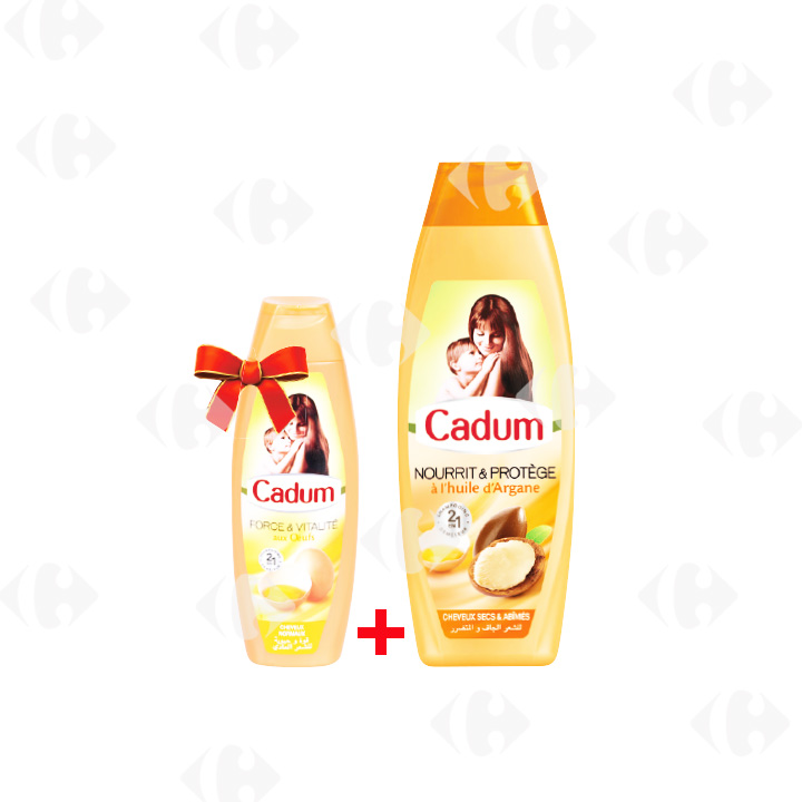 Lot Shampoing Argane Cadum 650ml + Shampoing Argan Cadum 190ml Gratuit