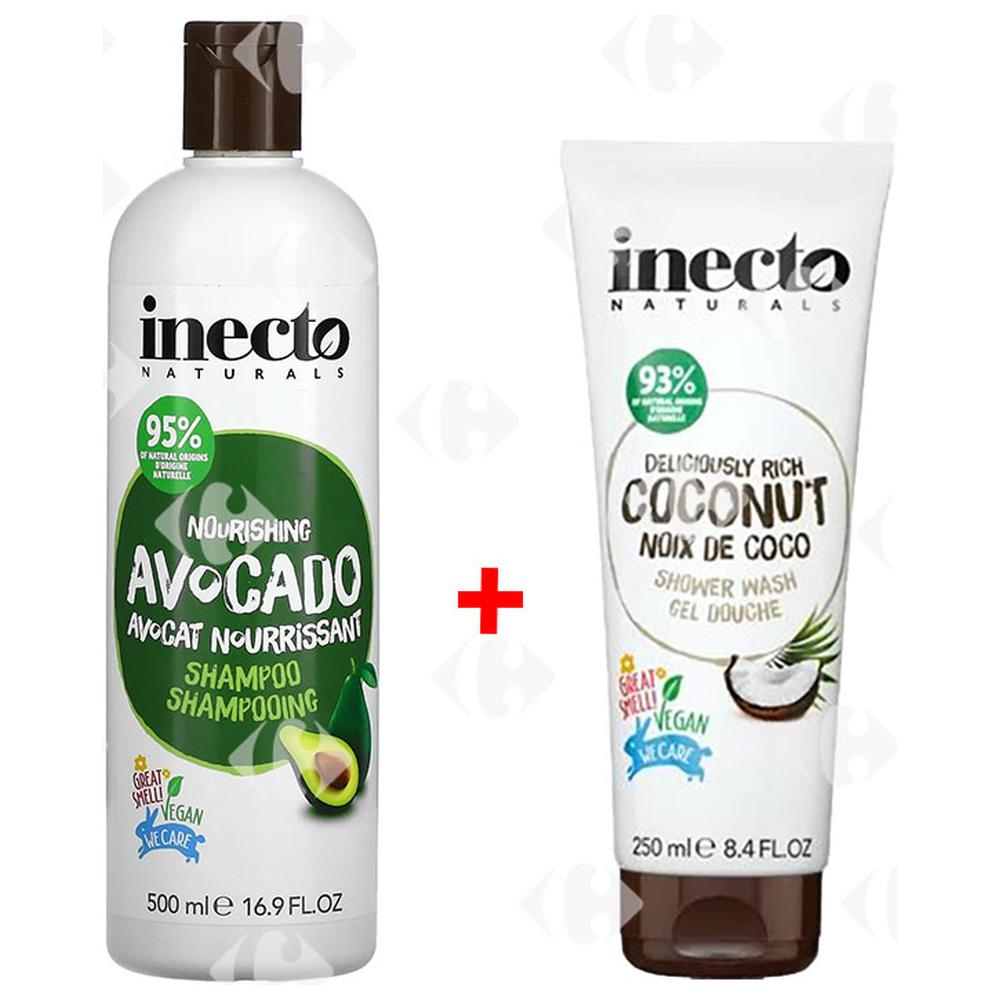 [682747] Shampoing Nourrissant Avocat Inecto Naturals 500ml + Gel Douche à La Noix de Coco Inecto Naturals 250ml (-30%)