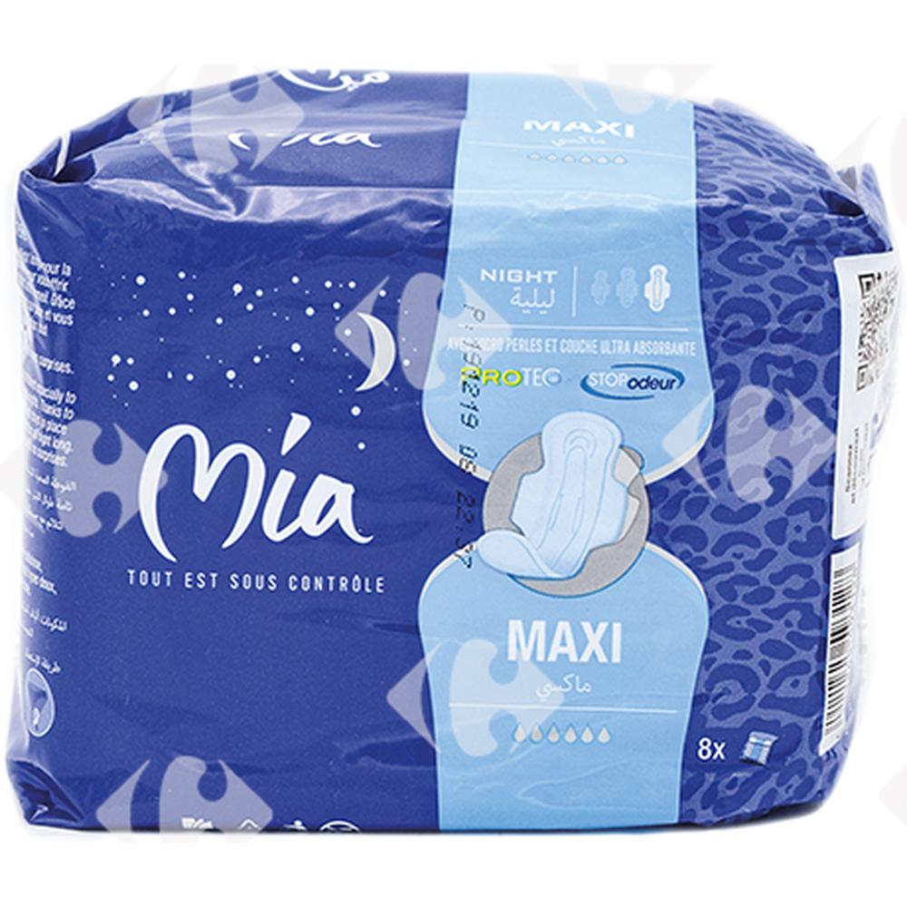 [605774] Lot Serviettes Hygiéniques maxi nuit Mia 8 unités + Serviettes Hygiéniques maxi nuit Mia 16 unités