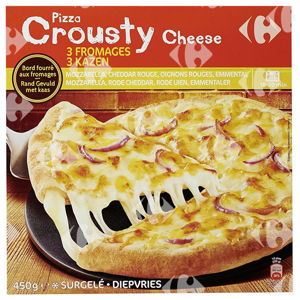 Pizza Crousty aux 3 Fromages Croute Fourrée Carrefour 450g