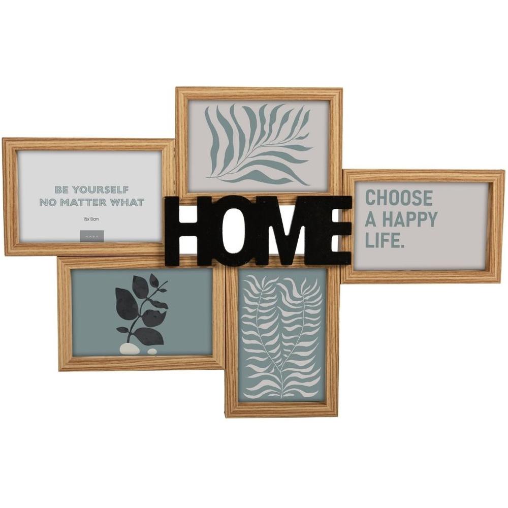 [716609] Cadre Pour 5 Photos en Bois Motif "Home" Kasa 33x50cm