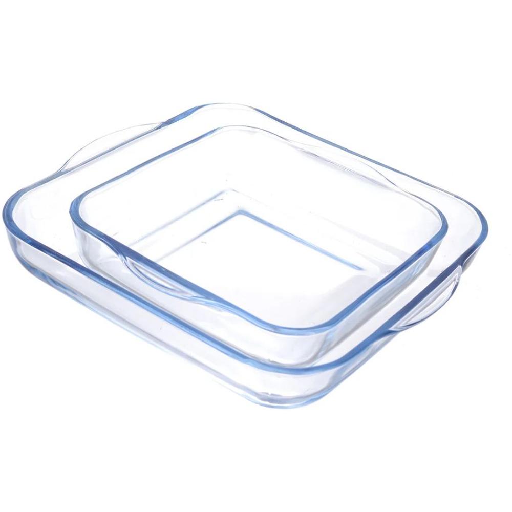 Plat à Four en Verre Carré Gravé 24/30 cm 2 pièces
