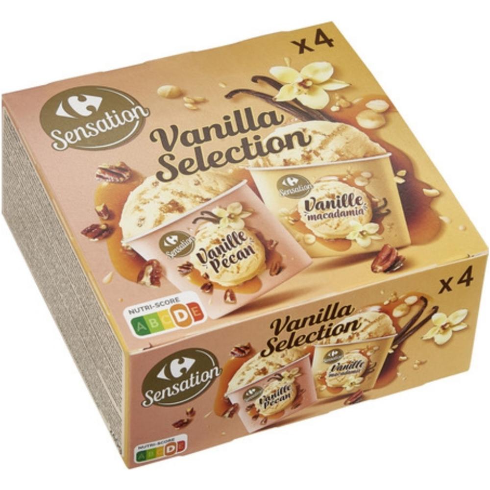 [714706] Pack Mini Pots Glace Vanille Sélection Carrefour Sensation 4 unités 240g