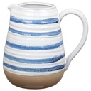Vase Pichet en Porcelaine Rayures Bleu Blanc Kasa 20cm 