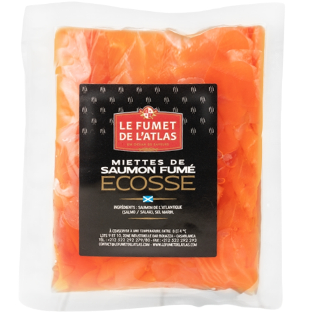 [528028] Miettes de Saumon Fumé Ecosse le Fumet de l'Atlas 100g.