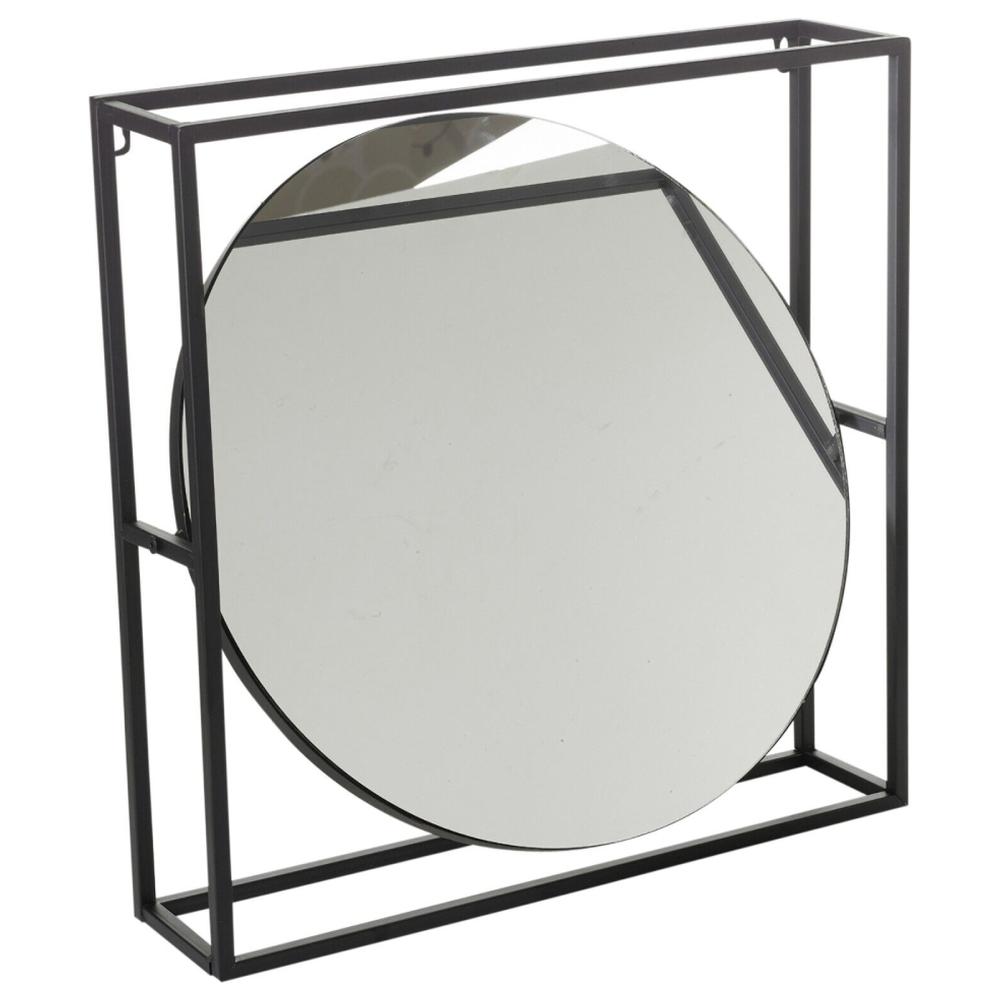 Miroir en Métal Noir Carré 45x10x45cm.