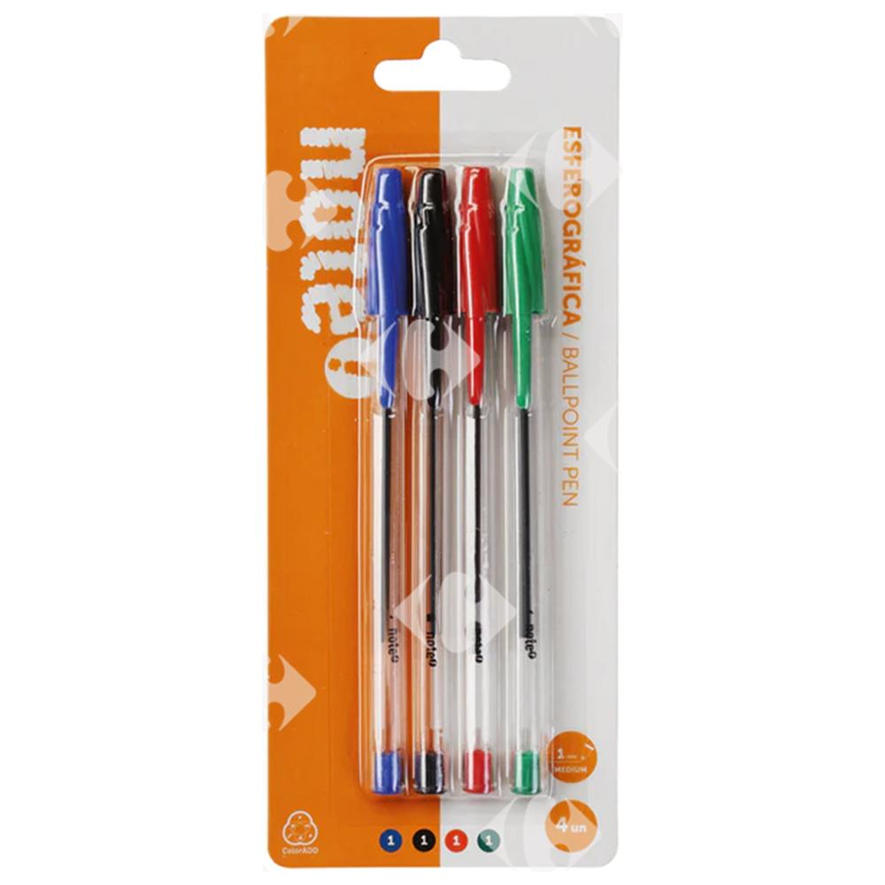 Stylo Roller Transparent Note 4 Couleurs 4 unités