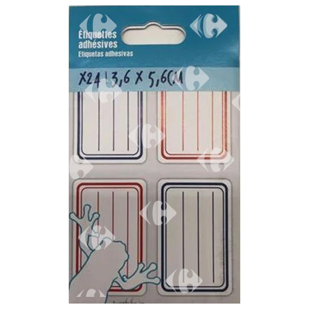 Étiquettes Bleues, Rouges 26x56mm Carrefour 24 unités