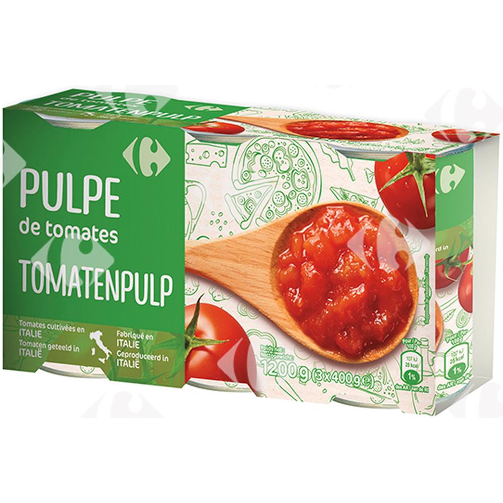 Tripack de Conserves de Pulpe de Tomates Carrefour 3x400g