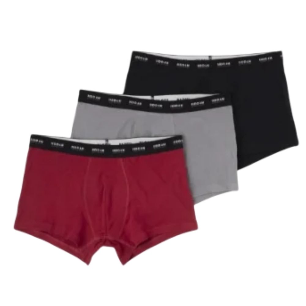 Lot 3 Boxers Homme Bicolores Rouge