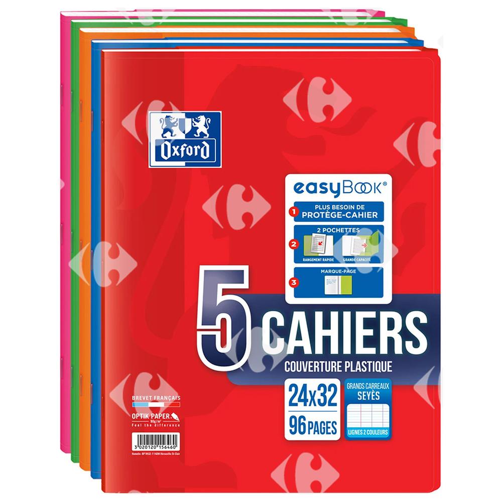 Cahier Grands Carreaux Easybook Oxford 24X32cm 96 pages 5x90g