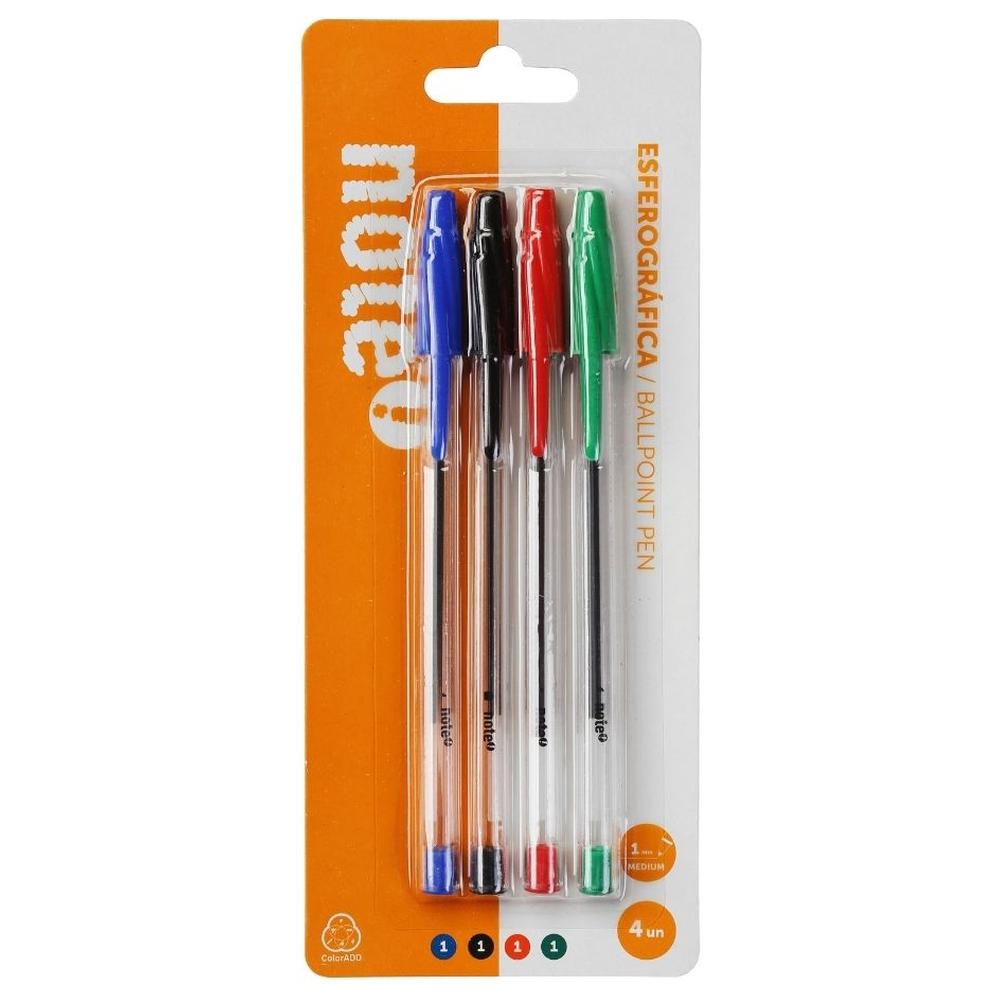 Stylo Roller Transparent 4 Couleurs 4 unités