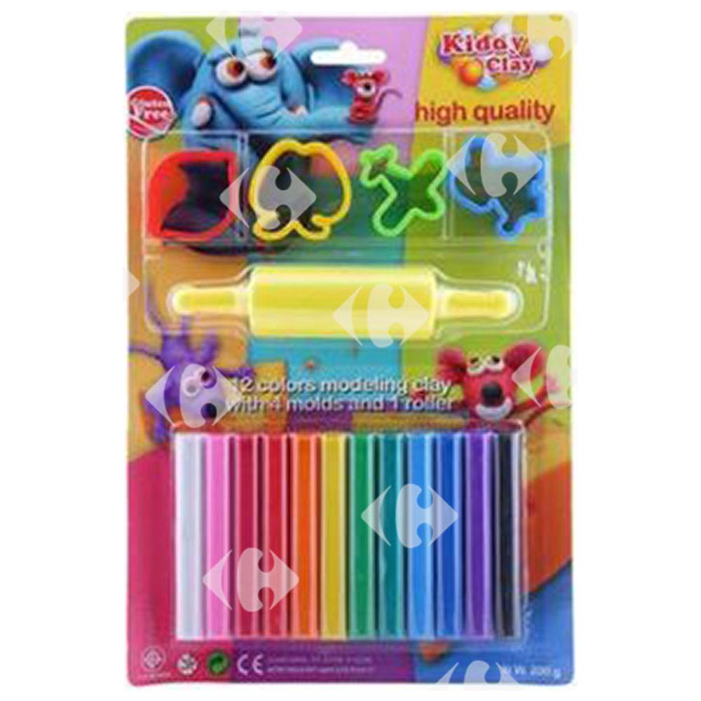 Bâtons de Pâte à Modeler Kiddy Clay 12 unités + 4 Accessoires