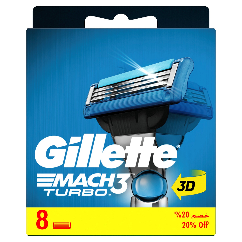 [560100] Recharges de lames de rasoir Mach3 Turbo Gillette 8 unités.
