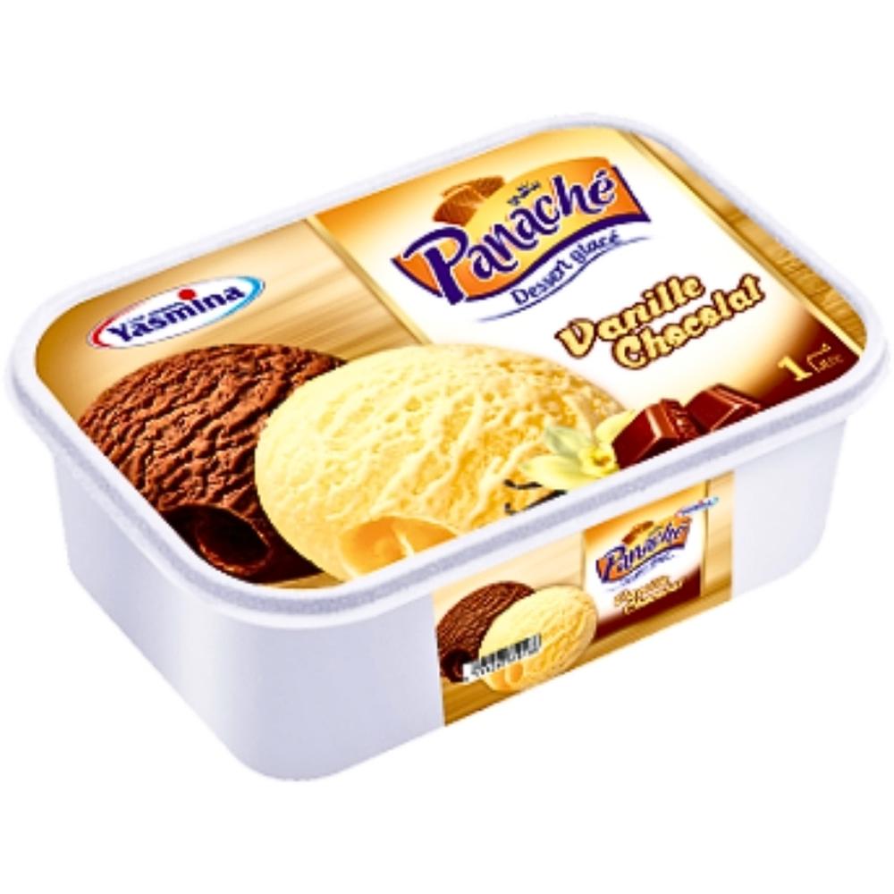 [50834] Crème Glacée Panaché Vanille Chocolat Yasmina 1L.