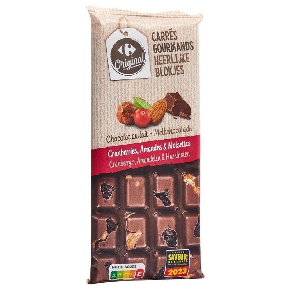 [704779] Tablette de Chocolat au Lait Cranberries Carrefour Original 170g