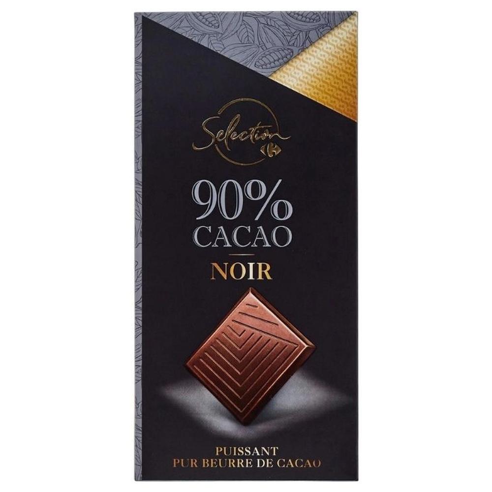 [637871] Tablette Chocolat Noir 90% de Cacao Carrefour Selection 80g