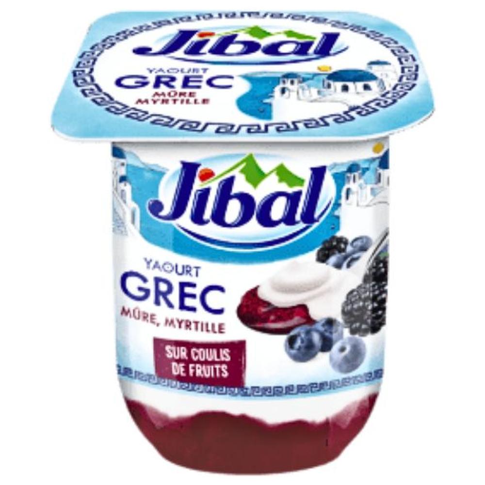 Yaourt Grec Coulis Mûre Myrtille Jibal 110g.
