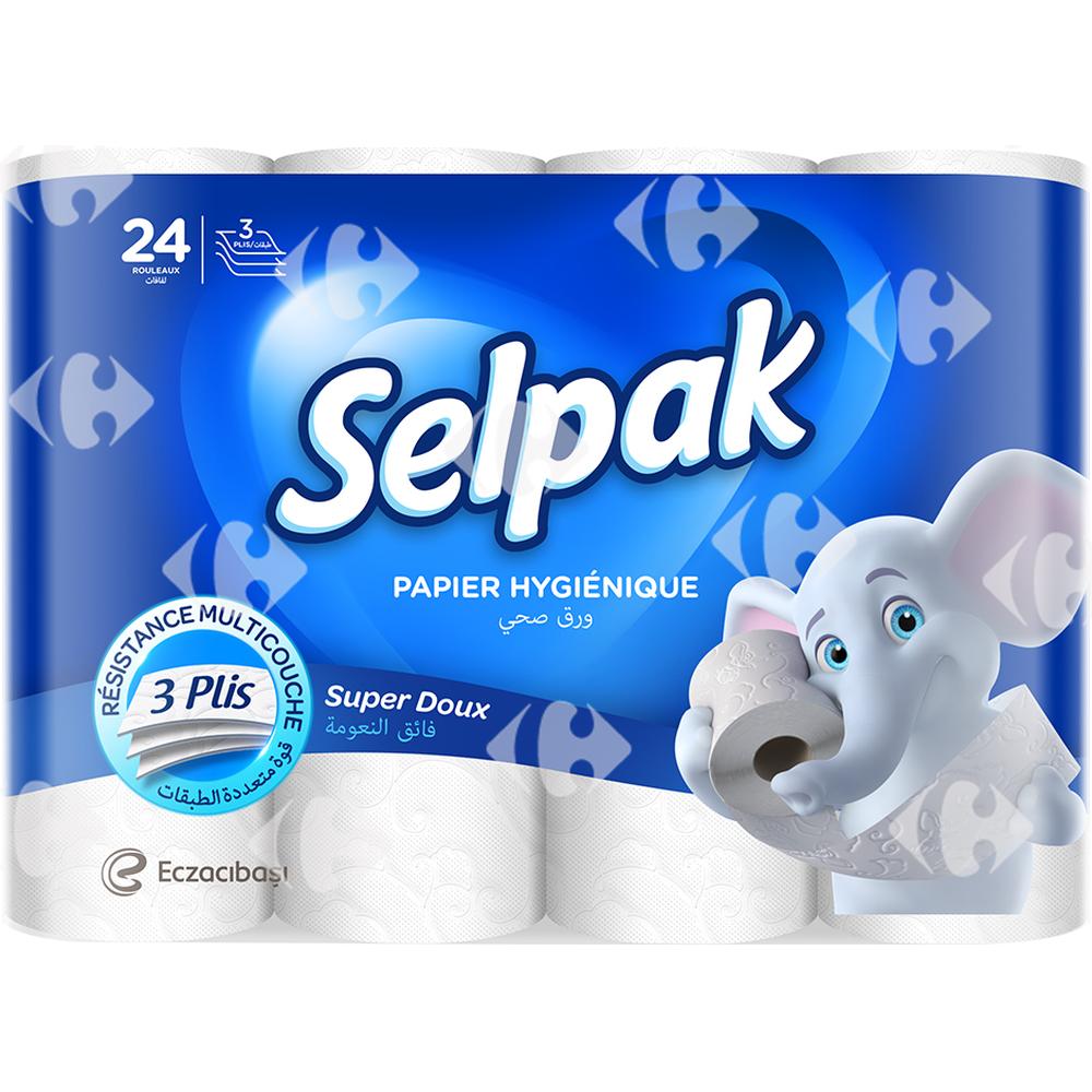[563043] Papier Hygiénique 3 Plis Super Soft Selpak 24 rouleaux.