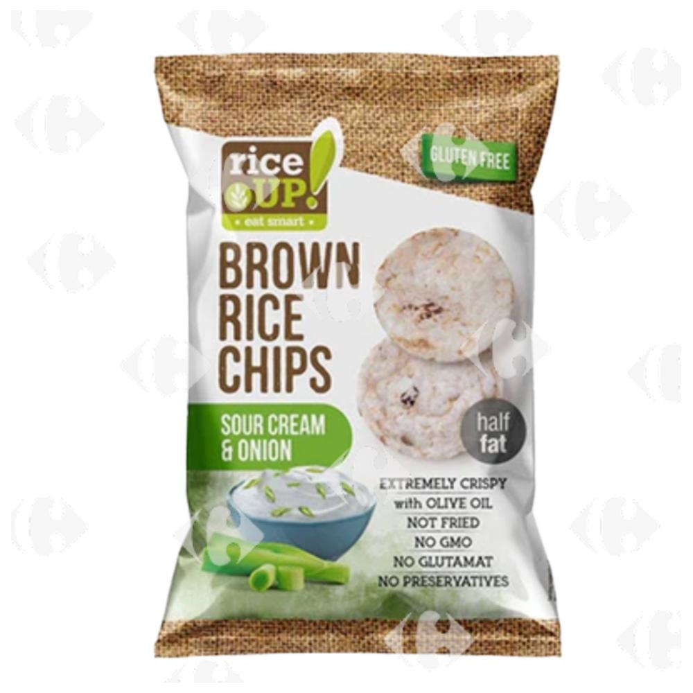 [673050] Chips de Riz Brun Arôme Onion & Sour Cream Sans Gluten Rice Up 60g.